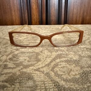 Women's Naturalize Square Brown & Gold Art Deco Reading Glasses +1.50 Strength